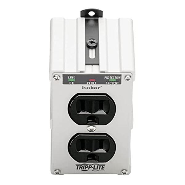 Extensor de tomacorrientes de alta resistencia Tripp Lite Isobar ISOBLOK2-0, regleta de enchufes de pared con protección contra sobretensiones, 2 tomacorrientes, conexión directa, 