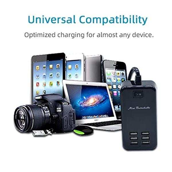 Estación de carga USB, estación de carga de escritorio de 6 puertos para múltiples dispositivos, regleta de pared con interruptor