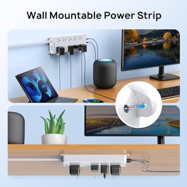 Regleta de enchufes Anker 521: estación de carga con 3 tomas, cargador USB C de 30 W para iPhone 14/13, cable de extensión de 1,5 m, suministro de energía para carga rápida, para e