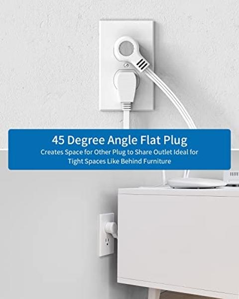 Cable de extensión plano de 4,5 m, NTONPOWER, ultrafino, para debajo de alfombras, puertas y paredes, con enchufe plano y 4 tomas de corriente, 2 USB, protección contra sobrecargas