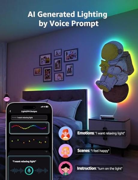 Tira de luces LED inteligentes Govee RGBIC de 20 m, compatible con Alexa y Google Assistant, sincronización de música, varios colores en una sola línea, luces que cambian de color 