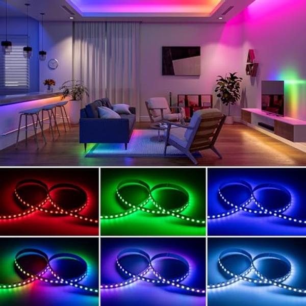 BTF-LIGHTING WS2812B IC RGB 5050SMD Tira LED direccionable individual en oro puro de 5 m, 150 LED, 30 píxeles/m, flexible, a todo color, IP65, CC 5 V, para proyectos DIY de color (