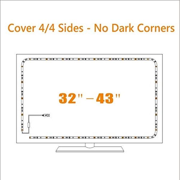 Tiras de luces LED de neón RGB con retroiluminación USB para TV CPLID de 32 a 43 pulgadas, iluminación de sesgo con control remoto, tira de iluminación LED con alimentación USB par