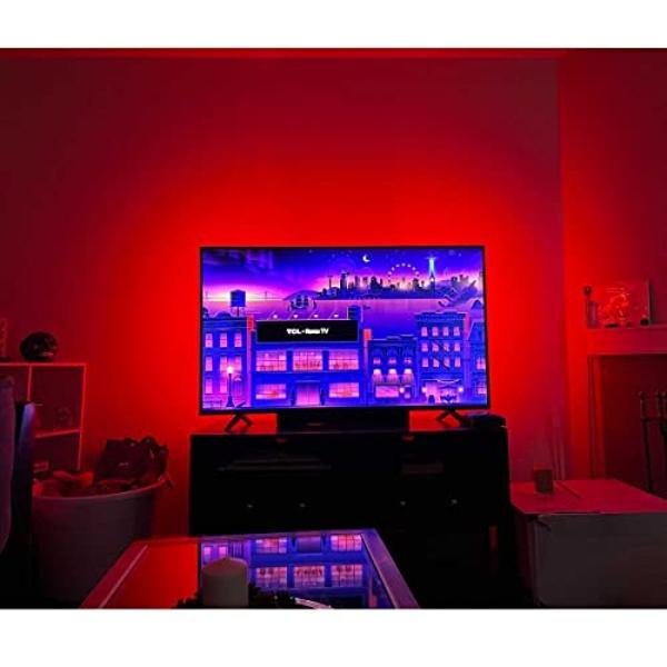 Tiras de luces LED para TV de 85 a 95 pulgadas - Kit de luces de fondo para TV con alimentación USB y control remoto RF. Cubre los 4/4 lados detrás de las luces del televisor, pelí