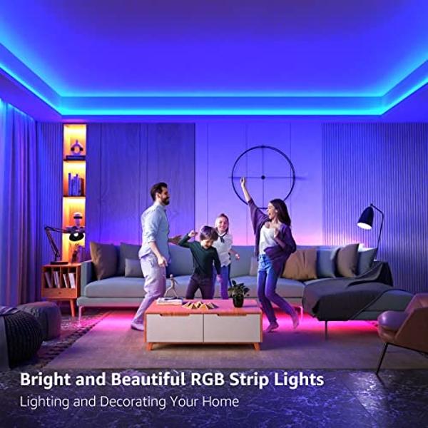 Tira de luces LED RGB Lepro, decoración navideña, tira de luces LED flexible de 5 m, LED SMD 5050, luz de cuerda que cambia de color con control remoto y fuente de alimentación de 