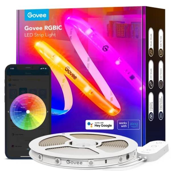 Tira de luces LED Govee RGBIC Pro, tiras LED inteligentes de 10 m que cambian de color, compatibles con Alexa y Google, segmentadas, sincronización de música, control por wifi y ap