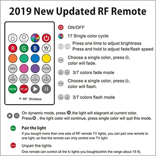 Tiras de luces LED para TV de 85 a 95 pulgadas - Kit de luces de fondo para TV con alimentación USB y control remoto RF. Cubre los 4/4 lados detrás de las luces del televisor, pelí