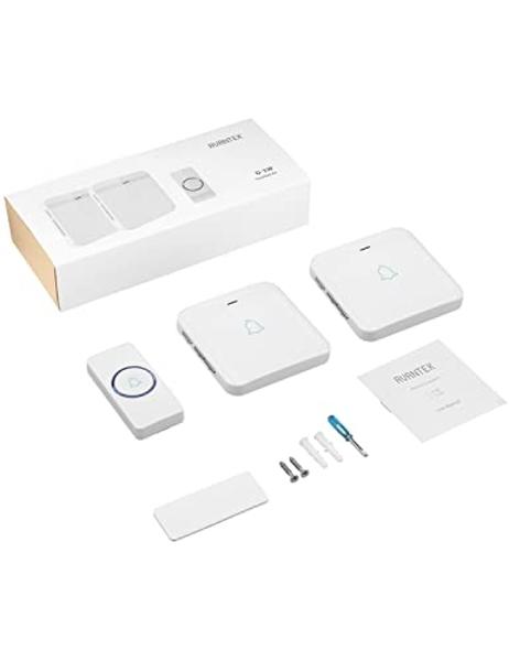 Timbre inalámbrico AVANTEK, kit de timbre impermeable D-3W que funciona a más de 1300 pies con 2 receptores enchufables, 52 melodías, sonido con calidad de CD y flash LED
