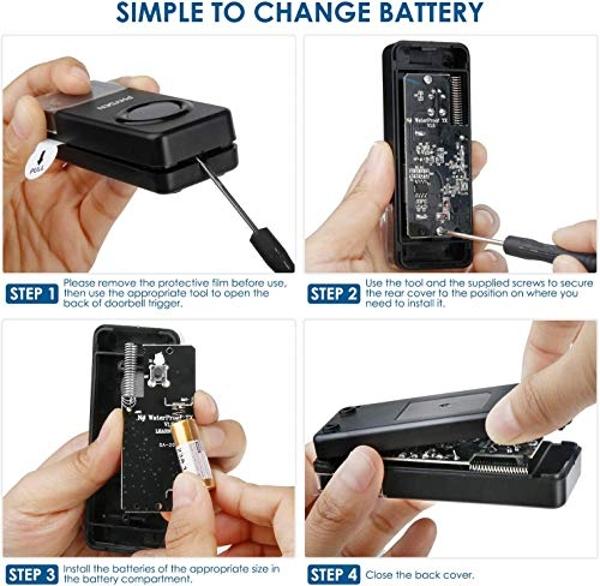 Timbre inalámbrico AVANTEK, kit de timbre impermeable D-3W que funciona a más de 1300 pies con 2 receptores enchufables, 52 melodías, sonido con calidad de CD y flash LED