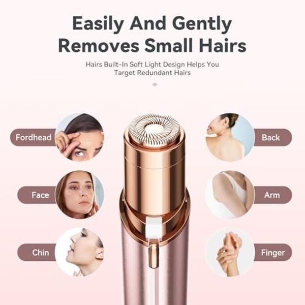 INNVO - Depiladora facial eléctrica para mujeres, para el labio superior, con cepillo recargable (rojo rosa con 1 cabezal de repuesto)