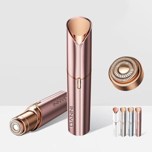 INNVO - Depiladora facial eléctrica para mujeres, para el labio superior, con cepillo recargable (rojo rosa con 1 cabezal de repuesto)