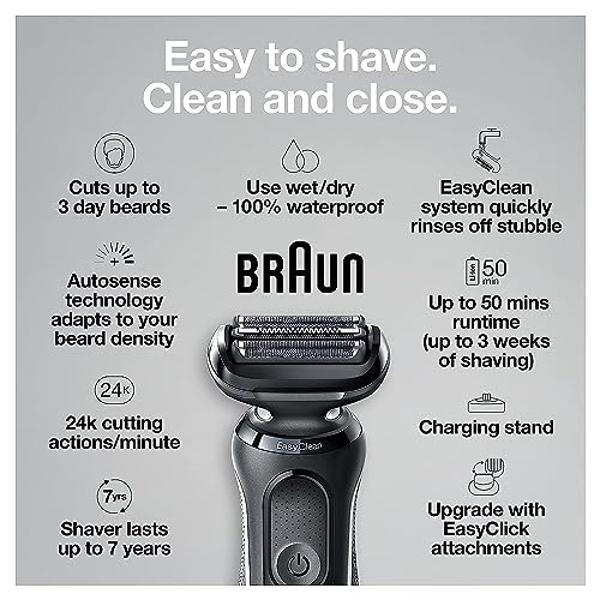 Afeitadora eléctrica Braun para hombre, afeitadora de láminas resistente al agua, Serie 5 5050cs, afeitado en seco y húmedo, con recortador de barba y recortador corporal, recargab
