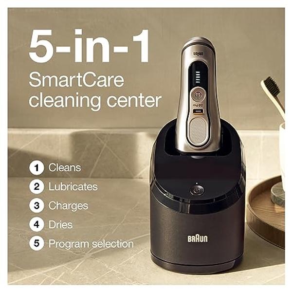 Afeitadora eléctrica Braun Series 9 Pro 9487cc para hombre, afeitadora en seco y húmedo, recargable, con estación de limpieza y carga y accesorio ProCare