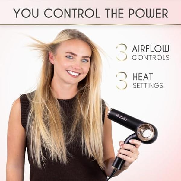 Secador de pelo iónico profesional ELLA BELLA® (plegable) • Secador de iones negativos • Perfecto para viajar • Control de calor inteligente y secado rápido • Diseño ligero • Tecno