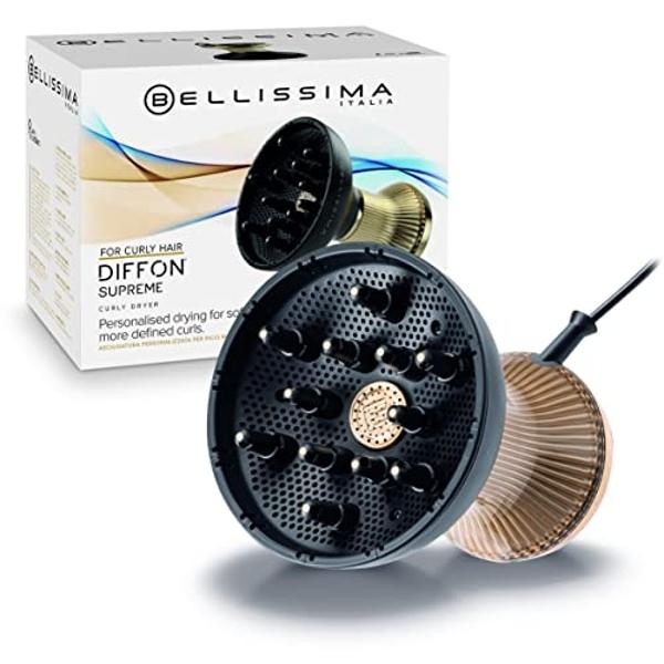 Secador de pelo con difusor y rizado Bellissima Italia Diffon Supreme - Difusor XL para ondas largas, rizos y espirales - Botón frío - Tecnología antifrizz