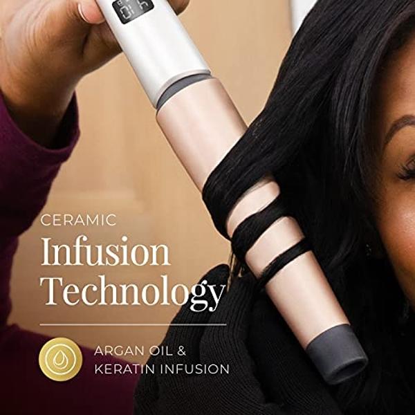 Rizador de pelo TYMO ROVY Beach Waves, rizador iónico de ondas profundas con 3 cilindros de cerámica para mujer, doble voltaje, antiescaldaduras, fácil de usar, rosa, 2,5 cm