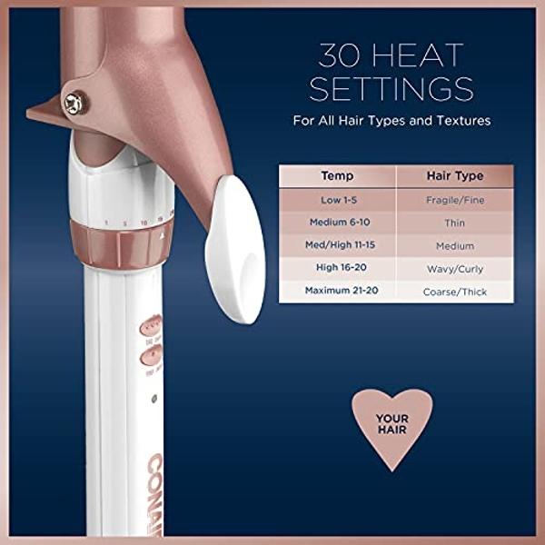 Rizador de pelo Conair Double Ceramic de 1 1/2 pulgadas, barril de 1 ½ pulgadas que produce ondas suaves; para usar en cabello mediano y largo