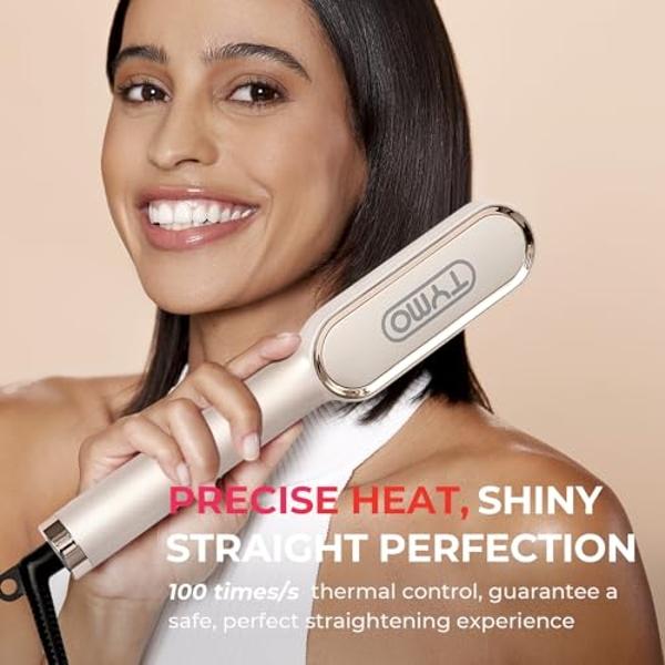 Cepillo alisador de pelo TYMO Ring para mujer, con 5 temperaturas, calentamiento rápido de 20 segundos y doble voltaje, dorado