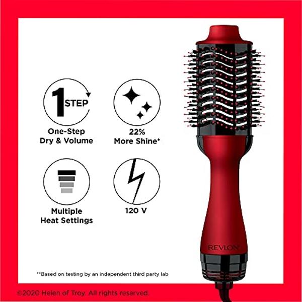 REVLON One-Step Volumizer Original 1.0 Secador de pelo y cepillo de aire caliente, rojo