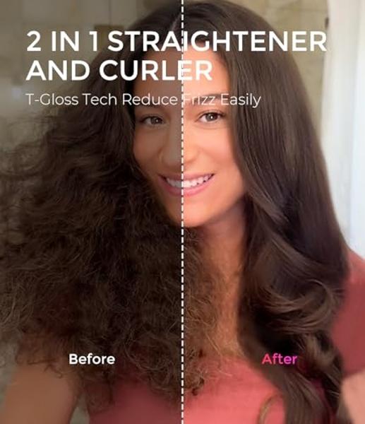 Cepillo redondo térmico TYMO - STYLUX Blowout Voluminizador con tecnología Flexi-Fit para alisar y rizar el cabello, herramienta para alisar y rizar, 2 en 1, doble voltaje, rápido 