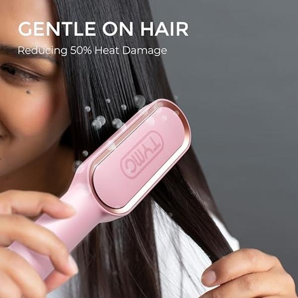 Cepillo alisador de pelo TYMO Ring para mujer, con 5 temperaturas, calentamiento rápido de 20 segundos y doble voltaje, color rosa