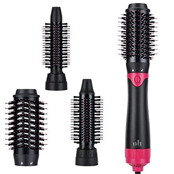 Secador de aire caliente profesional Brightup mejorado: cepillo secador de alta velocidad de 1400 W con 120 000 RPM, sin daños por calor, secado rápido para cabello ondulado, rizad