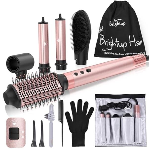 Secador de aire caliente profesional Brightup mejorado: cepillo secador de alta velocidad de 1400 W con 120 000 RPM, sin daños por calor, secado rápido para cabello ondulado, rizad