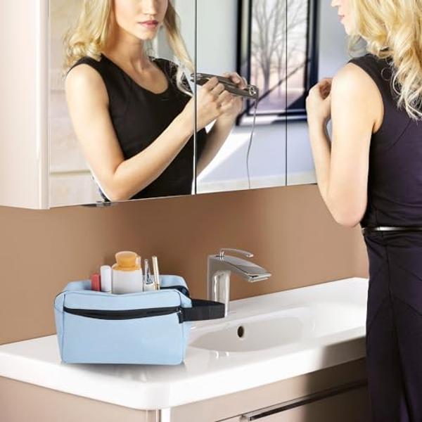 Neceser de viaje Icramsy. Neceser para mujer y hombre. Neceser colgante para cosméticos. Accesorios de viaje para mujer y hombre (azul cielo).