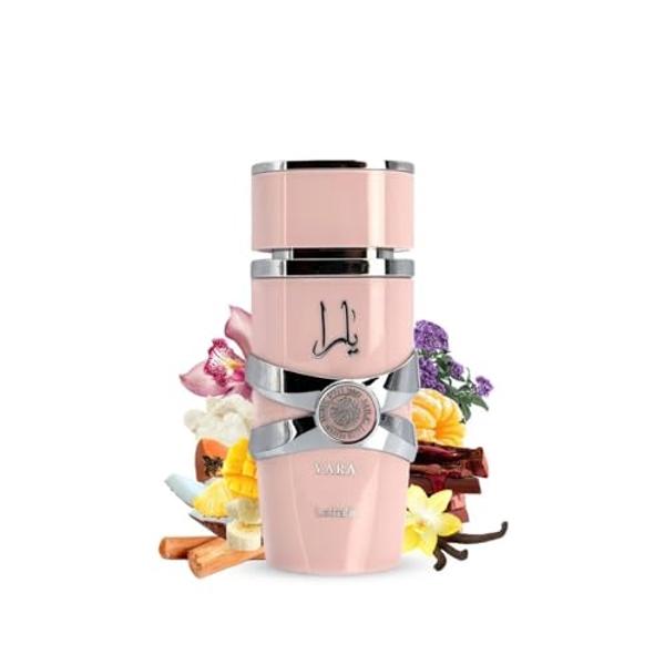 Lattafa Yara - Vainilla, Gourmet, Afrutado, Floral - Eau de Parfum Fragancia de Larga Duración para Mujer, 100 ml