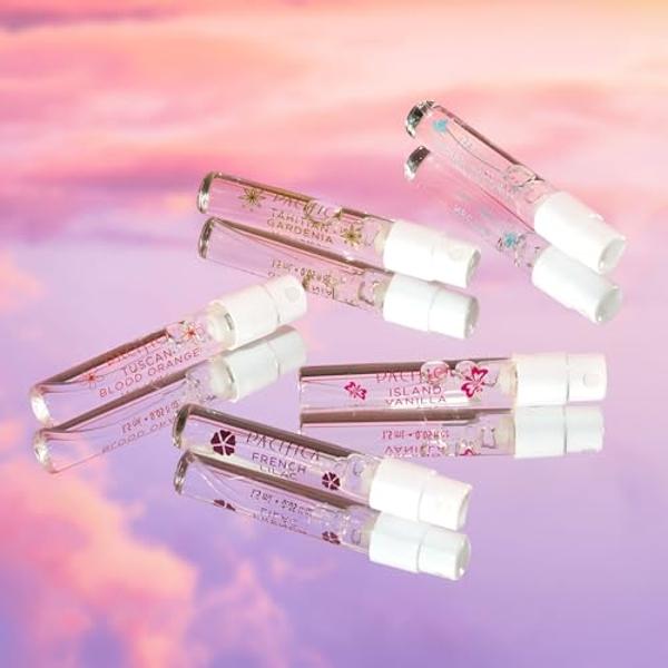 Set de perfumes Pacifica Beauty Wanderlust & Moon Moods, fragancias de viaje, vainilla isleña, lila francesa, perfume vegano puro, 0.05 fl oz cada uno (juego de 10)