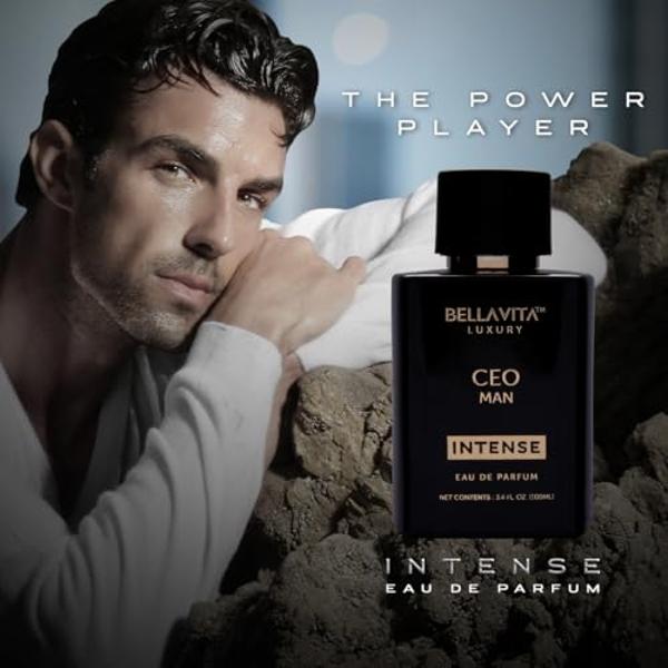 BellaVita Luxury CEO Man INTENSE Eau de Parfum para hombre (100 ml) | Colonia de larga duración con bergamota, lavanda, orquídea y almizcle | Perfume de regalo audaz y amaderado pa