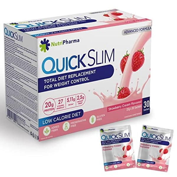 Batido sustitutivo de comida Quick Slim para bajar de peso, 30 raciones, polvo completo para sustituir comidas, batidos dietéticos bajos en carbohidratos para mujeres y hombres, 20