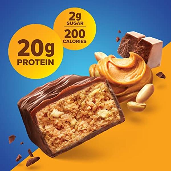 Barras de proteína pura, ricas en proteínas, refrigerios nutritivos para aumentar la energía, bajas en azúcar, sin gluten, sabor a mantequilla de cacahuete y chocolate, 50 g, 12 un