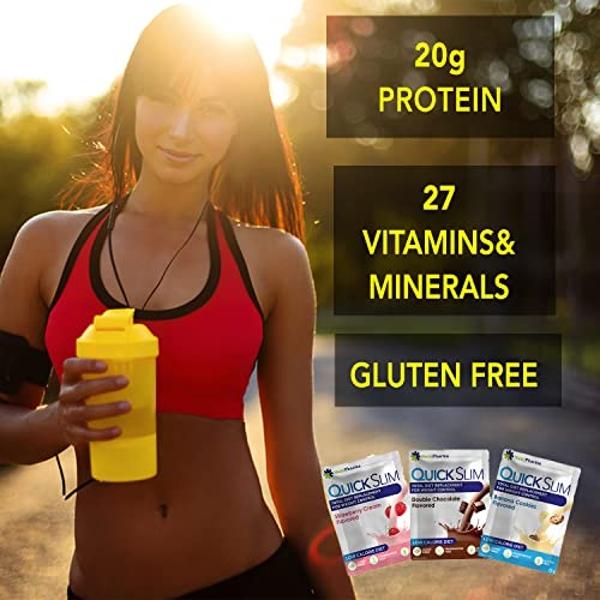Batido sustitutivo de comida Quick Slim para bajar de peso, 30 raciones, polvo completo para sustituir comidas, batidos dietéticos bajos en carbohidratos para mujeres y hombres, 20