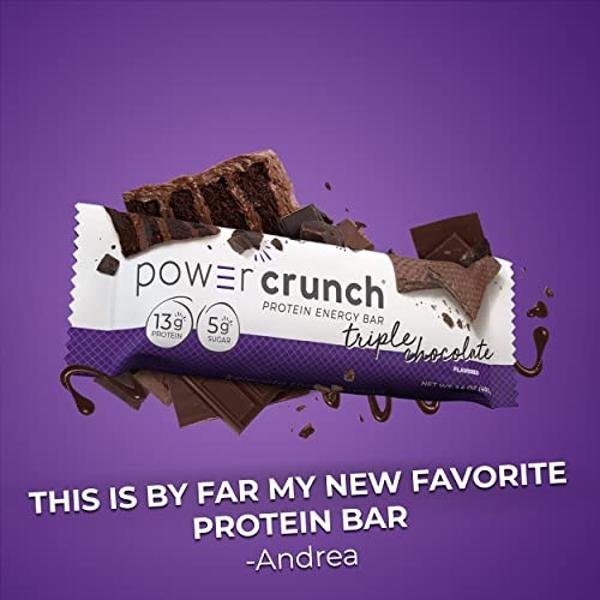 Barras de oblea proteicas Power Crunch, snacks ricos en proteínas con un delicioso sabor, triple chocolate, 1.4 onzas (12 unidades)