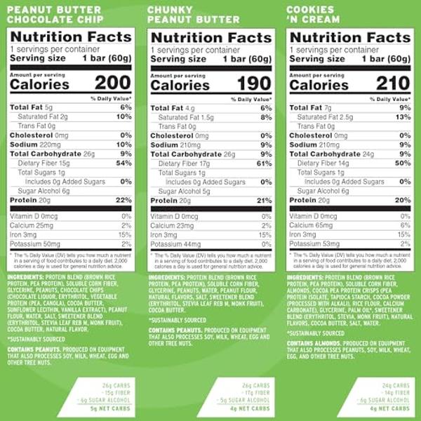 Barritas de proteína No Cow, paquete variado original: snacks saludables, 20 g de proteína vegana, alto contenido en fibra, bajo en azúcar, aptas para dieta cetogénica, sin lácteos