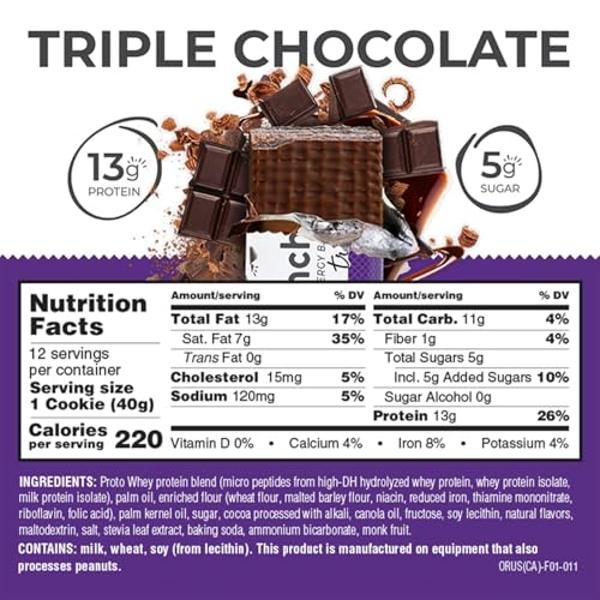 Barras de oblea proteicas Power Crunch, snacks ricos en proteínas con un delicioso sabor, triple chocolate, 1.4 onzas (12 unidades)
