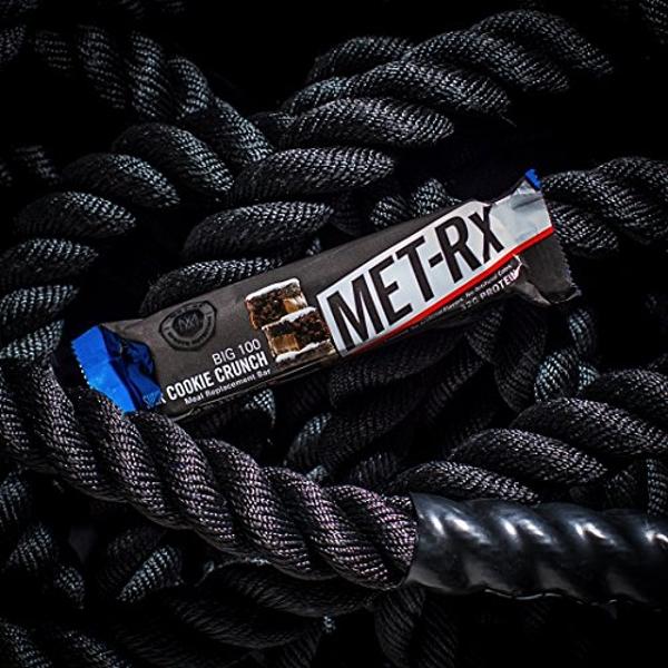 Barra de proteína MET-Rx Big 100, sustitutiva de comida, 32 g de proteína, sabor Super Cookie Crunch, 9 barras (paquete de 1)