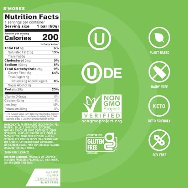 Barritas de proteína No Cow, paquete variado original: snacks saludables, 20 g de proteína vegana, alto contenido en fibra, bajo en azúcar, aptas para dieta cetogénica, sin lácteos