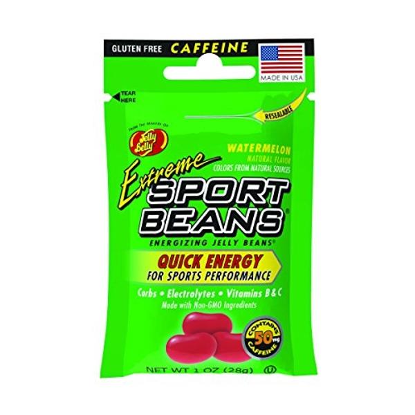Jelly Belly Extreme Sport Beans, caramelos de goma con cafeína, sabor sandía, paquete de 24, 28 g cada uno