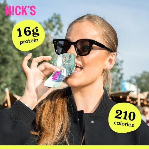 Barritas de proteína de chocolate y menta de NICK'S: 16 g de proteína, sin azúcar añadido, bajas en carbohidratos, aptas para dietas keto. 210 calorías por barrita. Paquete de 12 (