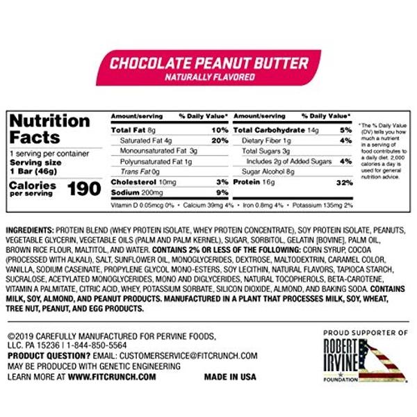 Barras de proteína FITCRUNCH tamaño snack, diseñadas por Robert Irvine, horneadas de 6 capas, 3 g de azúcar y núcleo de bizcocho suave (18 barras de mantequilla de cacahuete tamaño