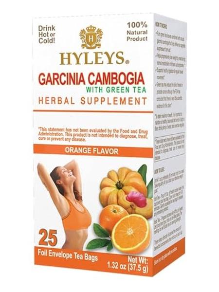 Té verde HYLEYS Garcinia Cambogia con sabor a naranja - 25 bolsitas