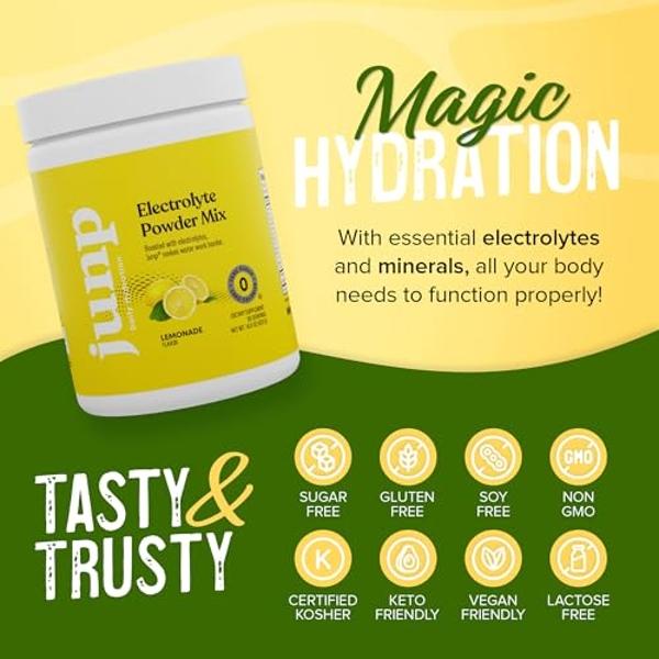 Polvo de electrolitos JUNP sin azúcar ni carbohidratos: mezcla de bebida electrolítica cetogénica de piña colada, coco y piña. Polvo de hidratación con potasio y sal. Electrolitos 