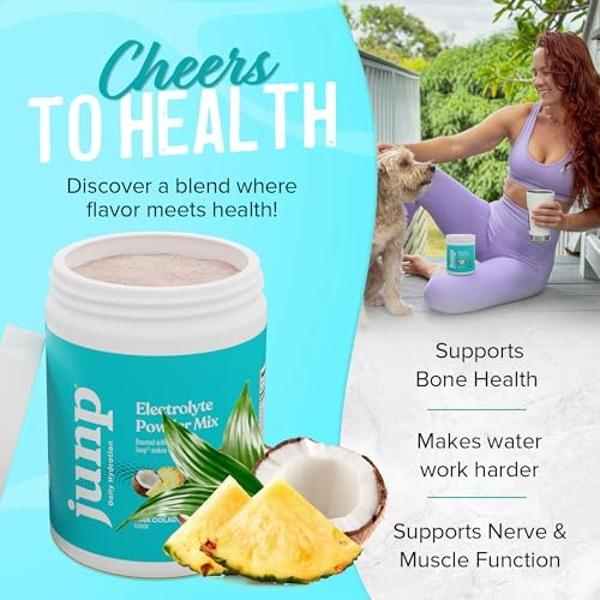 Polvo de electrolitos JUNP sin azúcar ni carbohidratos: mezcla de bebida electrolítica cetogénica de piña colada, coco y piña. Polvo de hidratación con potasio y sal. Electrolitos 