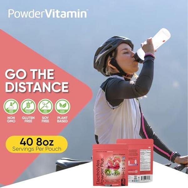 Polvo de electrolitos con vitaminas y polvo Plus (20 porciones). Guayaba, kiwi y electrolitos. Cetogénico, cero calorías, 0 azúcares, sin maltodextrina, 1000 mg de potasio, 120 mg 