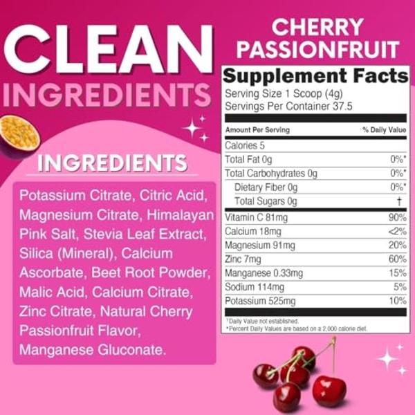 Polvo de electrolitos con vitaminas y polvo Plus (20 porciones). Guayaba, kiwi y electrolitos. Cetogénico, cero calorías, 0 azúcares, sin maltodextrina, 1000 mg de potasio, 120 mg 