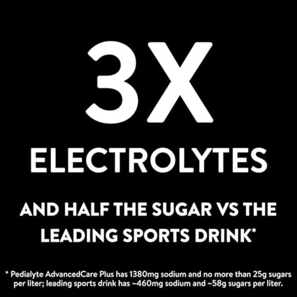 Pedialyte AdvancedCare Plus - Polvo de electrolitos, con 33 % más de electrolitos y prebióticos PreActiv, paquete variado: Berry Frost y Strawberry Freeze, 24 sobres de polvo
