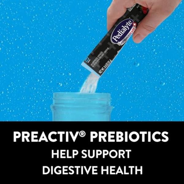 Pedialyte AdvancedCare Plus - Polvo de electrolitos, con 33 % más de electrolitos y prebióticos PreActiv, paquete variado: Berry Frost y Strawberry Freeze, 24 sobres de polvo