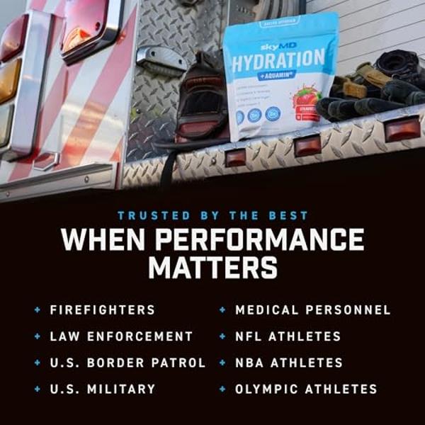 Bebida electrolítica skyMD de fresa | Refrescante de hidratación de acción rápida | Fórmula baja en azúcar para energía y recuperación | Fácil de mezclar para agua o para llevar de